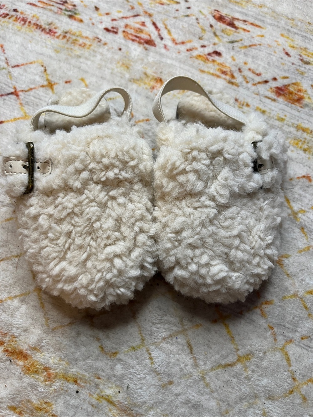 Cat & Jack Cream Sherpa Buckle Slip-On Kids Shoes